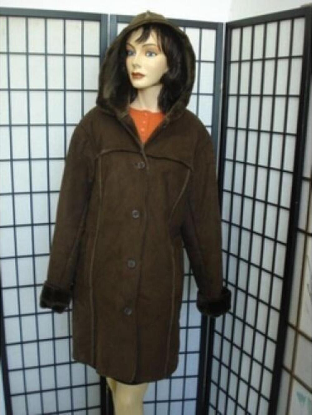 PRE-OWNED FAUX SHEEPSKIN FUR JACKET WOMEN 8 MEDIUM